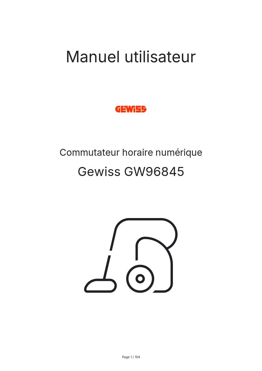 Page n°1 - Manuel utilisateur Gewiss GW96845