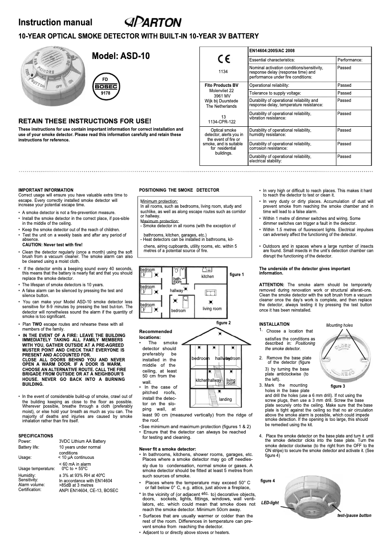 Page 1 de la notice Manuel utilisateur Fito ASD-10