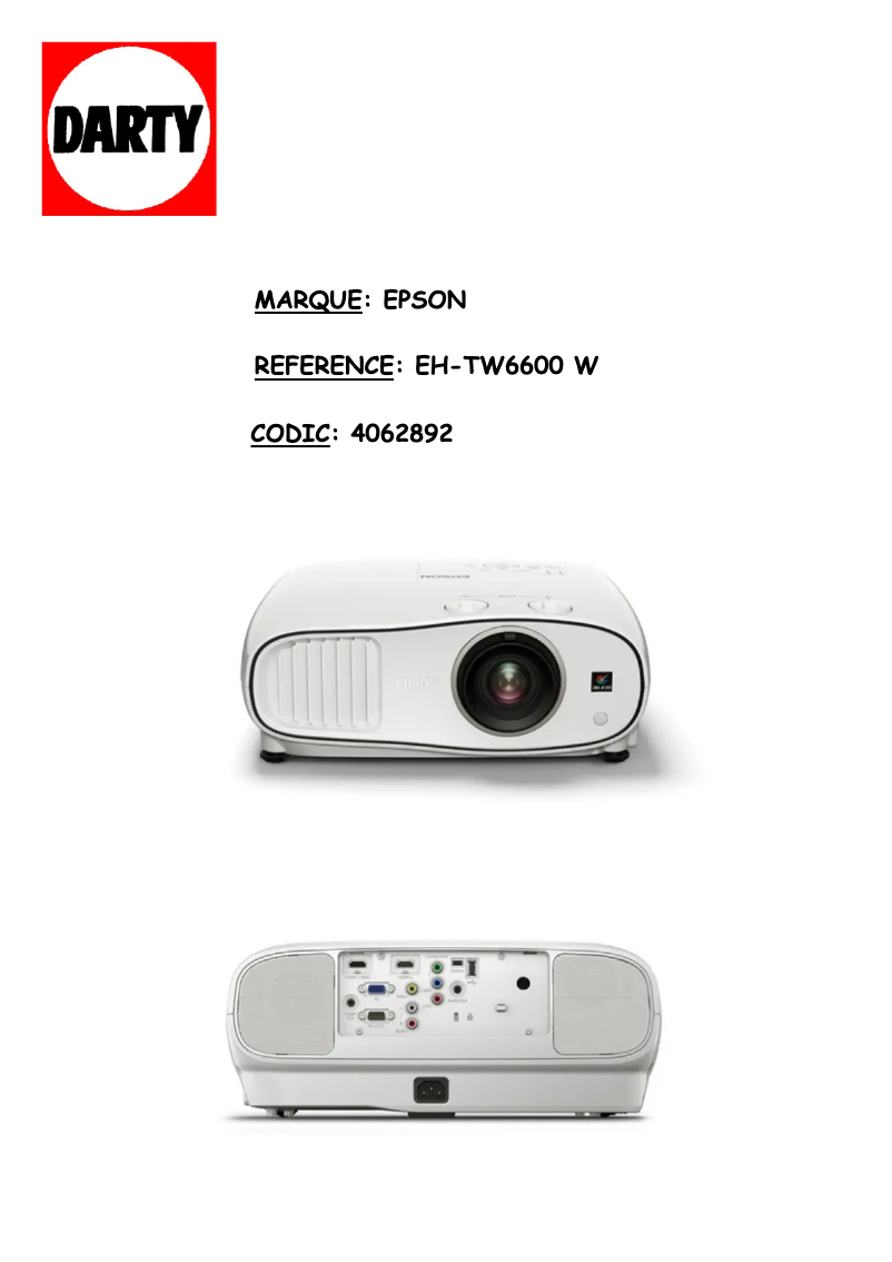 Image de la première page du manuel de l'appareil EH-TW6600