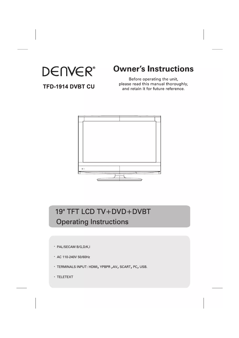 Página 1 del manual Manual de usuario Denver TFD-1914DVBT CU