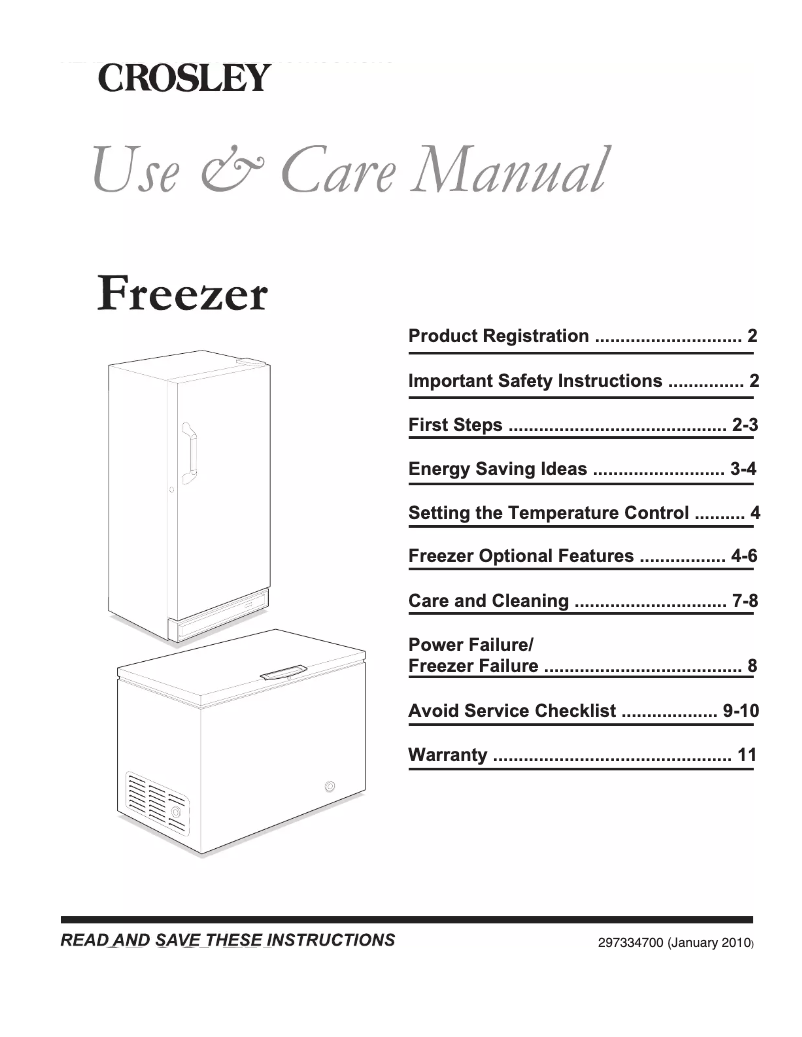 Page 1 de la notice Manuel utilisateur Crosley CFC092QW