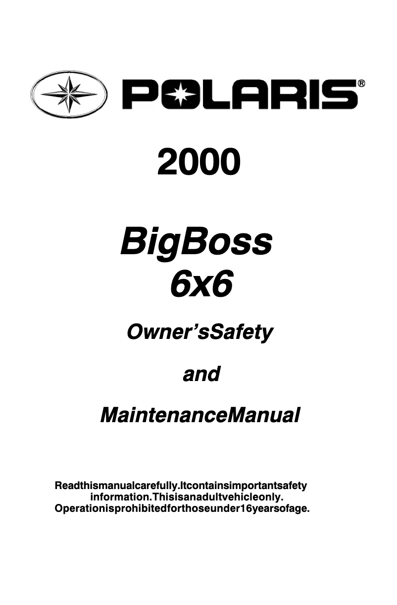 Image de la première page du manuel de l'appareil BigBoss 6x6 (2000)