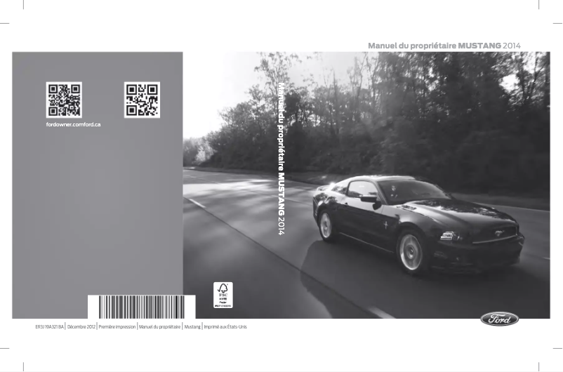 Page 1 de la notice Manuel utilisateur Ford Mustang (2014)