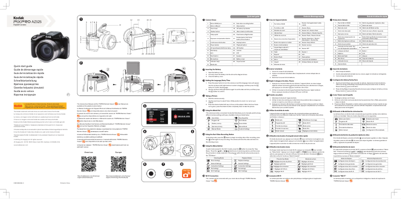 Page 1 de la notice Guide de démarrage rapide Kodak PixPro AZ525