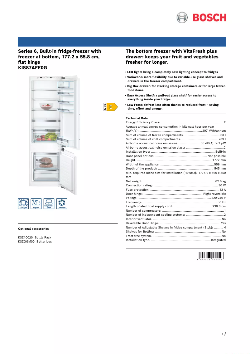 Image de la première page du manuel de l'appareil KIS87AFE0G