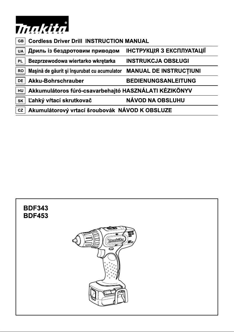 Page n°1 - Manuel utilisateur Makita BDF453Z