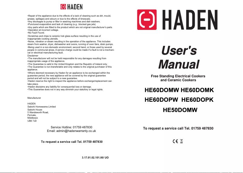 Image de la première page du manuel de l'appareil HE60DOMW