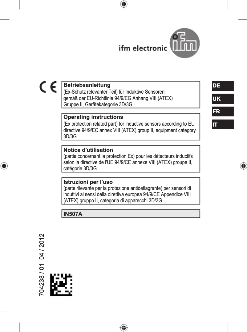 Image de la première page du manuel de l'appareil IN507A