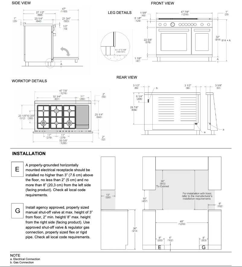 Page 1 de la notice Guide d'installation Bertazzoni HER486BTFGMAVT