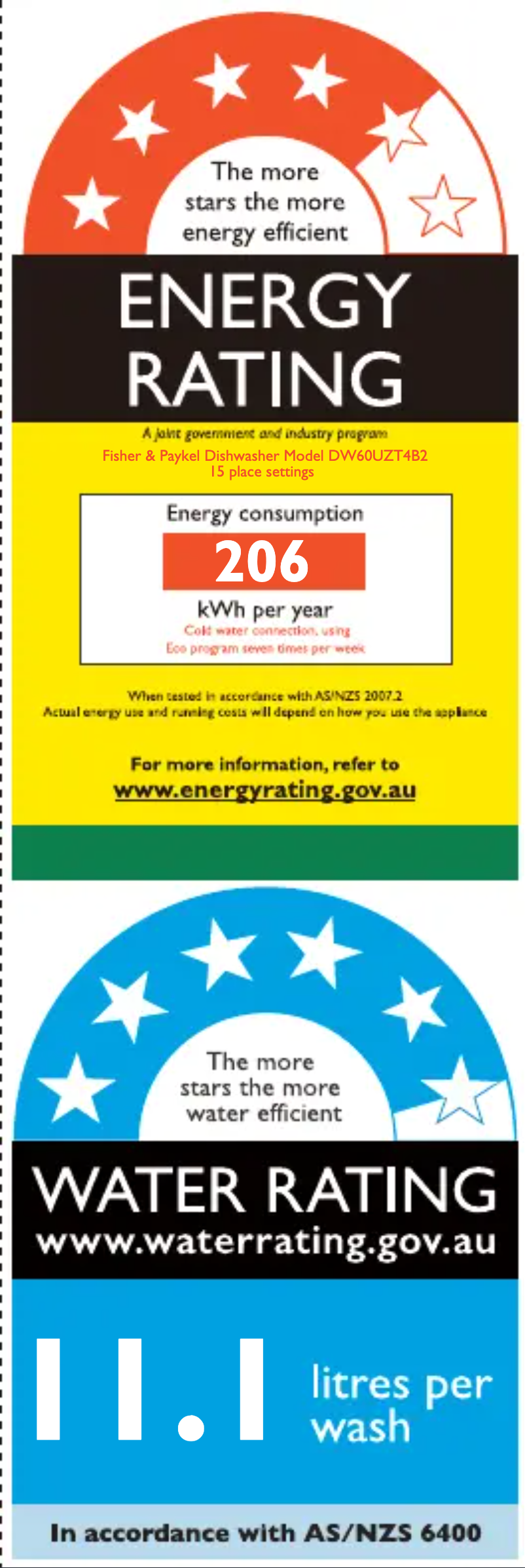 Page 1 de la notice Label énergétique Fisher & Paykel DW60UZT4B2