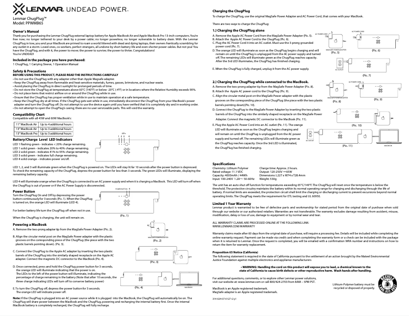 Page n°1 - Manuel utilisateur Lenmar ChugPlug 65