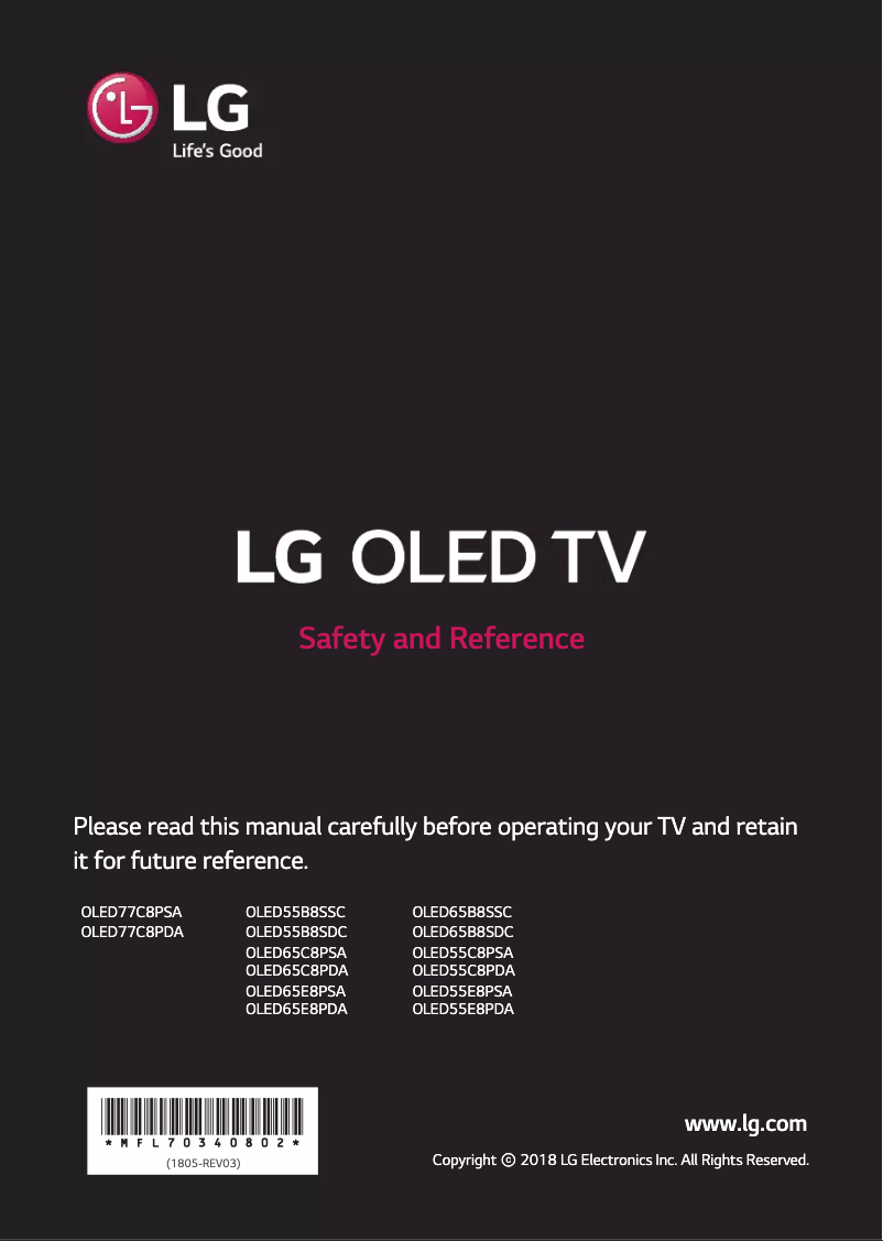 Página 1 del manual Manual de usuario LG OLED55B8SSC