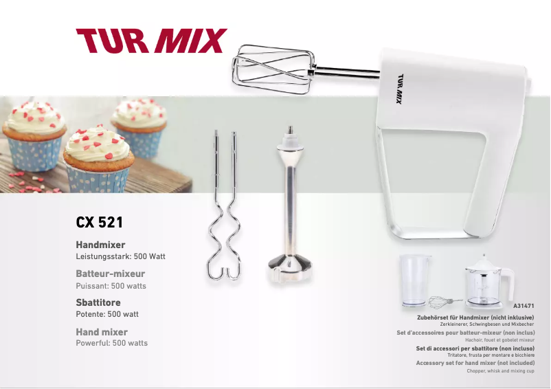 Page 1 de la notice Manuel utilisateur Turmix CX 521