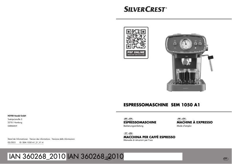 Page n°1 - Manuel utilisateur SilverCrest SEM 1050 A1