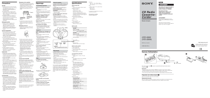 Page 1 de la notice Manuel utilisateur Sony CFD-S300