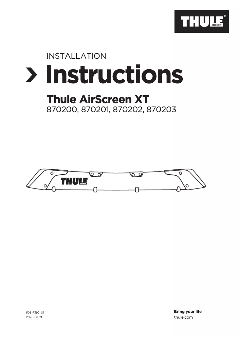 Page 1 de la notice Manuel utilisateur Thule AirScreen XT L