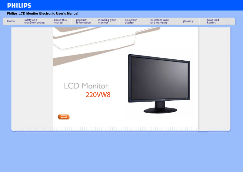 Página 1 del manual Manual de usuario Philips 220VW8FB