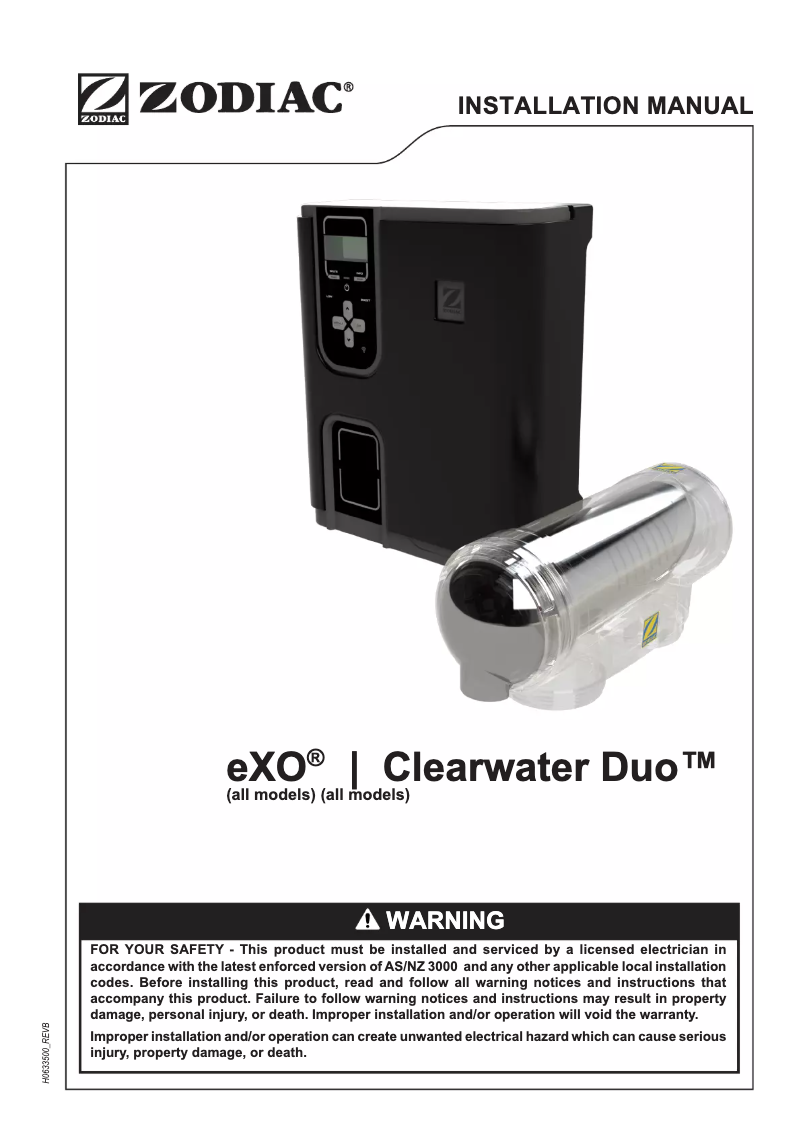 Page 1 de la notice Manuel utilisateur Zodiac EXO iQ pH