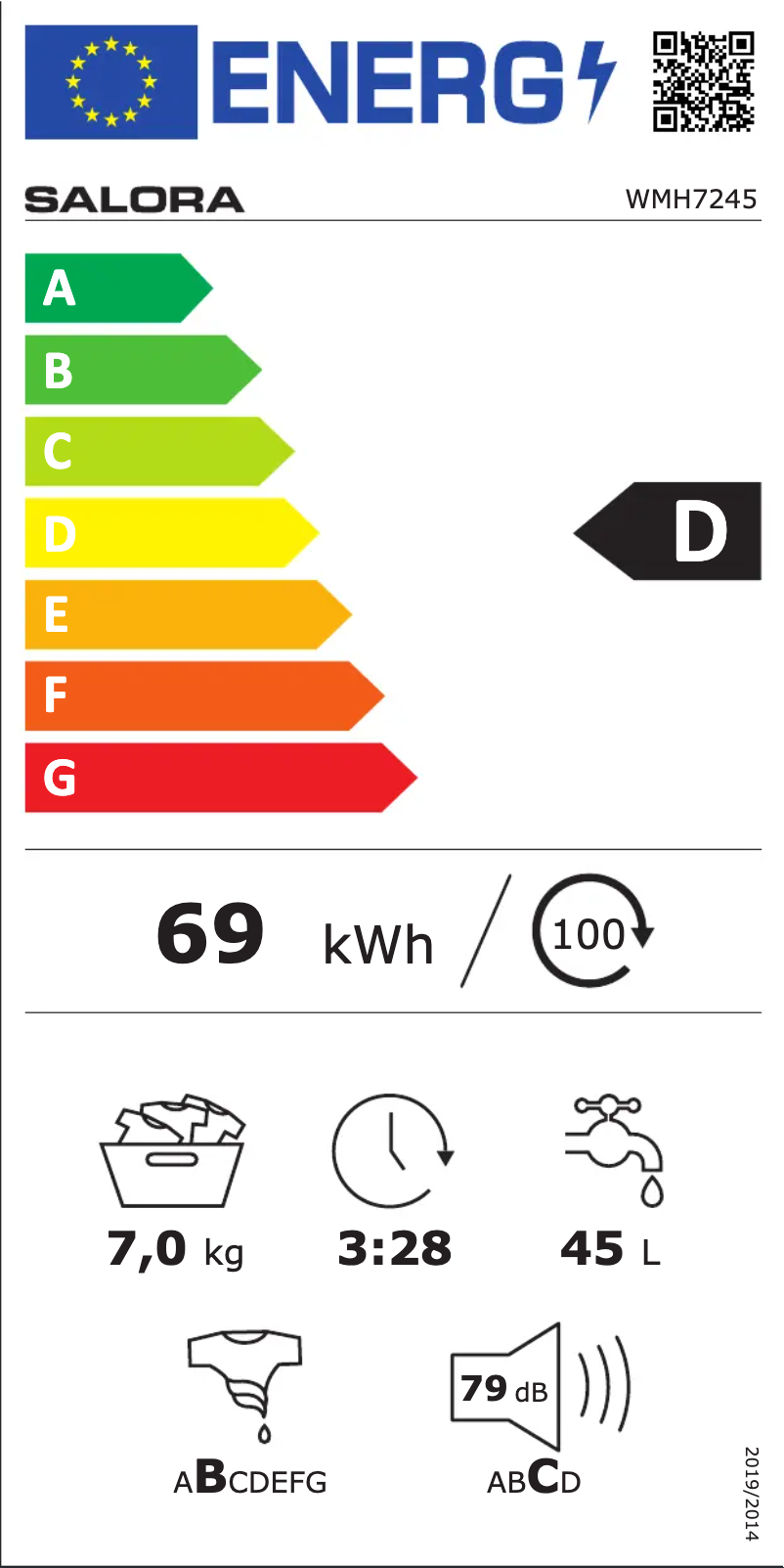 Page n°1 - Label énergétique Salora WMH7245