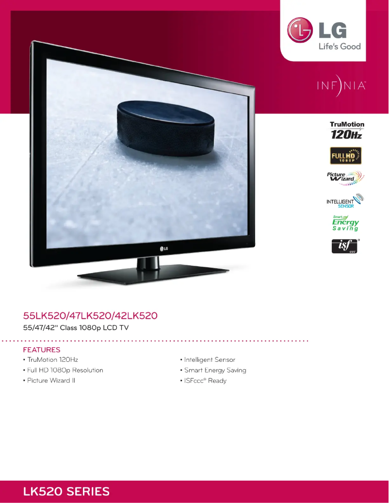 Página 1 del manual Ficha técnica LG 42LK520