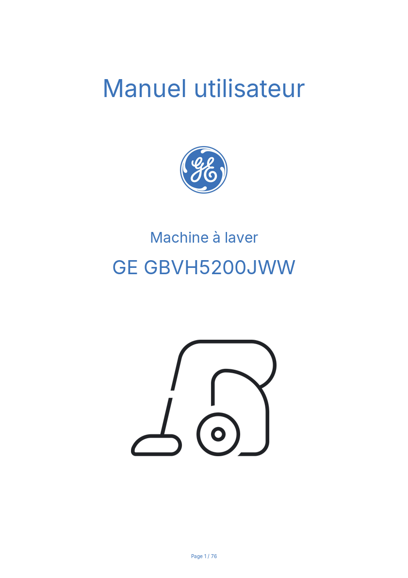 Image de la première page du manuel de l'appareil GBVH5200JWW