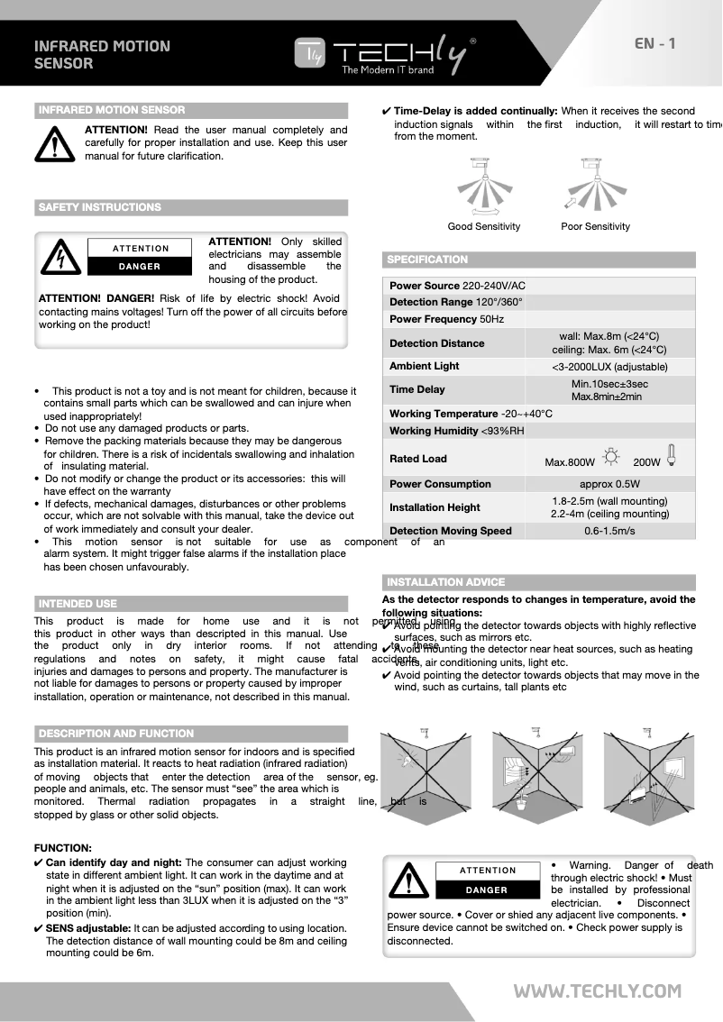 Page n°1 - Manuel utilisateur Techly I-LIGHT-SNR11TY
