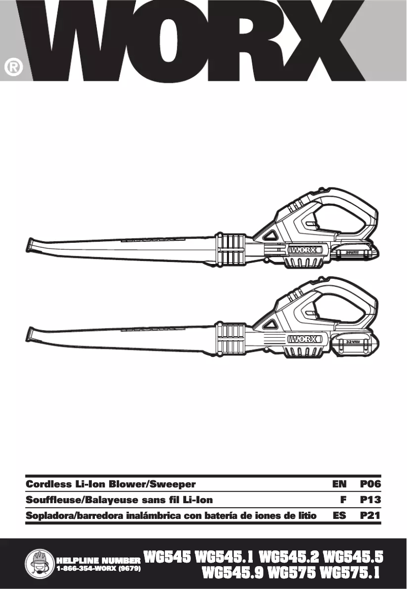 Page 1 of the manual User Manual Positec Worx Air WG575.1