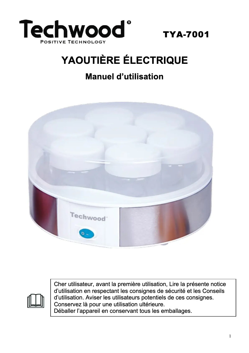Page n°1 - Manuel utilisateur Techwood TO-007