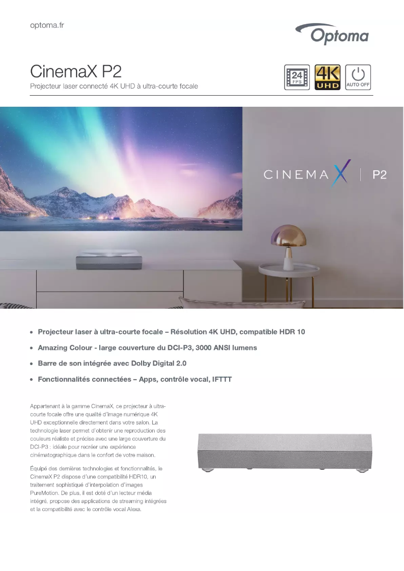 Image de la première page du manuel de l'appareil CinemaX P2