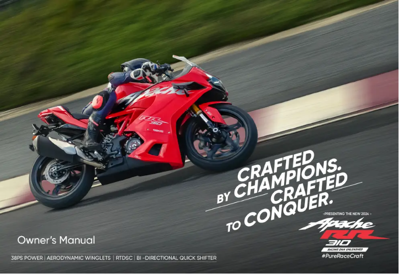 Page 1 de la notice Manuel utilisateur TVS Apache RR 310 (2024)