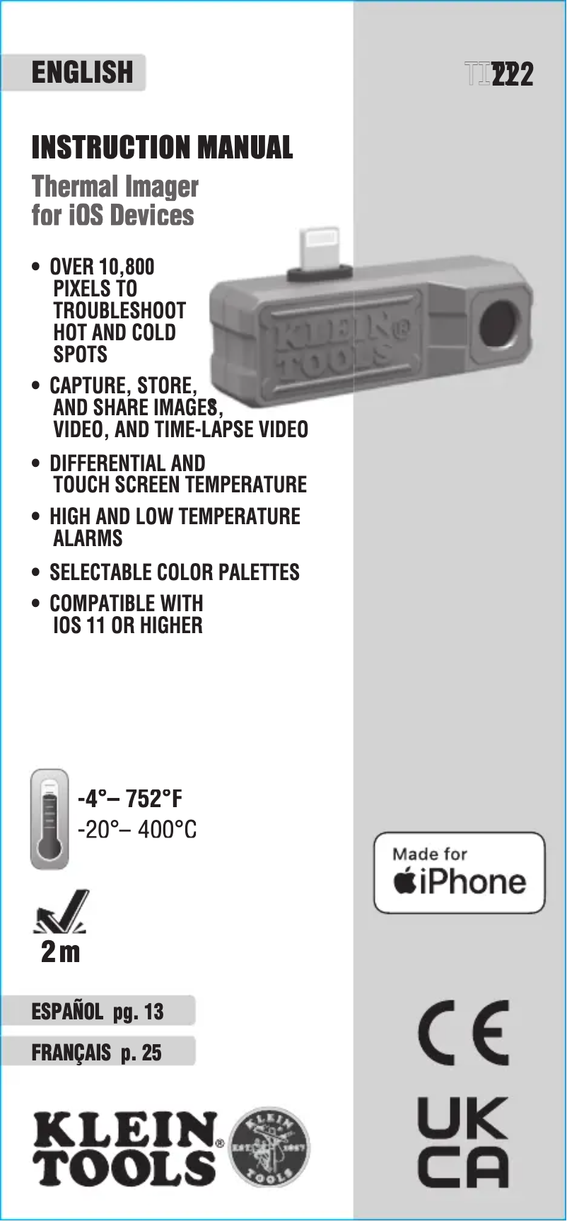 Página 1 del manual Manual de usuario Klein Tools TI222