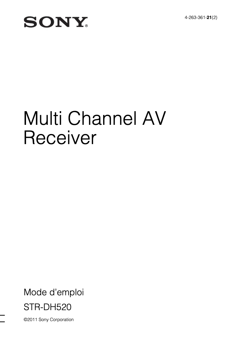 Page 1 de la notice Manuel utilisateur Sony STR-DH520