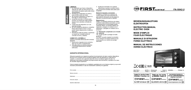 Page n°1 - Manuel utilisateur First Austria FA-5042-2