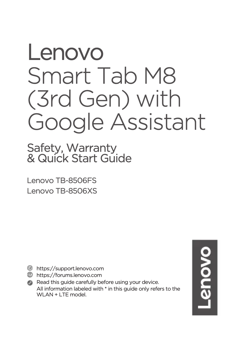 Page n°1 - Guide de démarrage rapide Lenovo Smart Tab M8