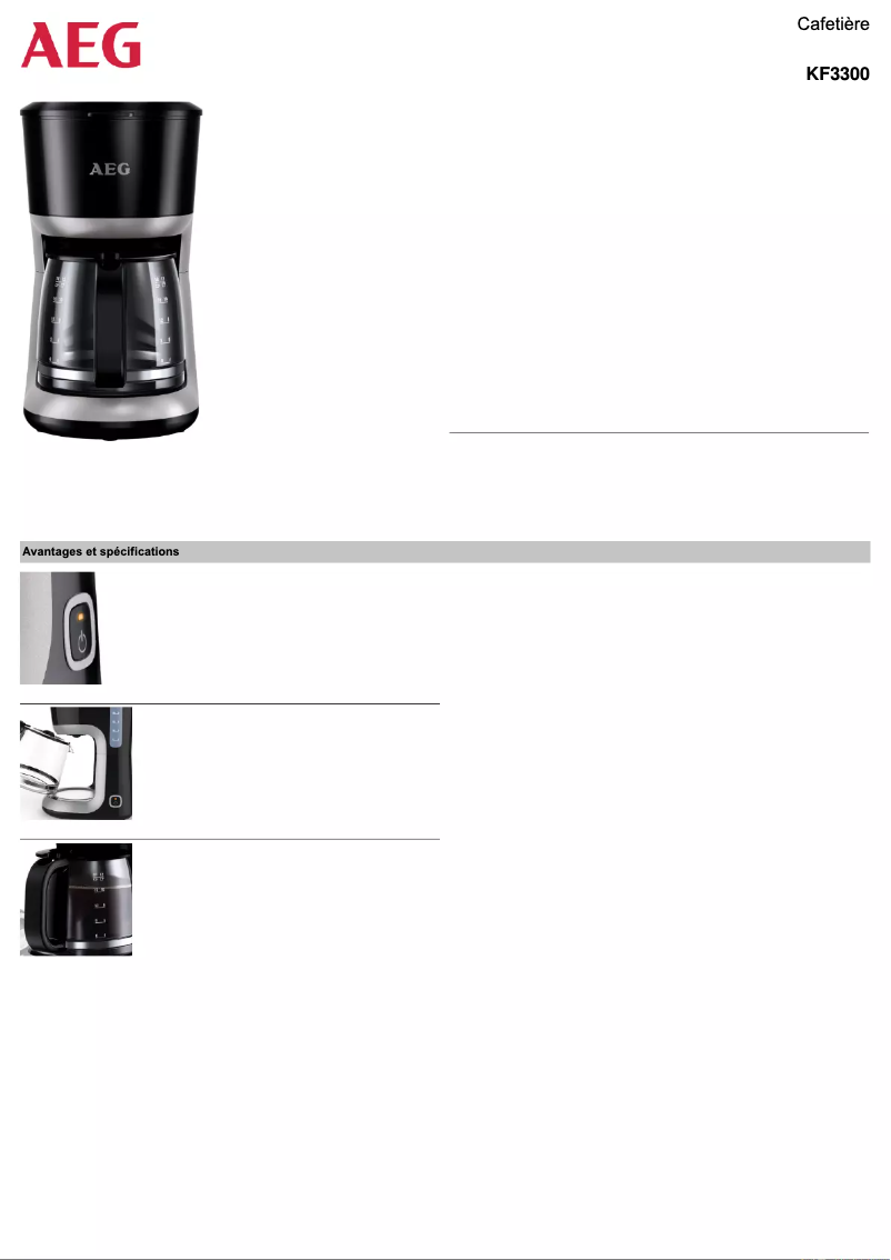 Page 1 de la notice Fiche technique AEG KF3300