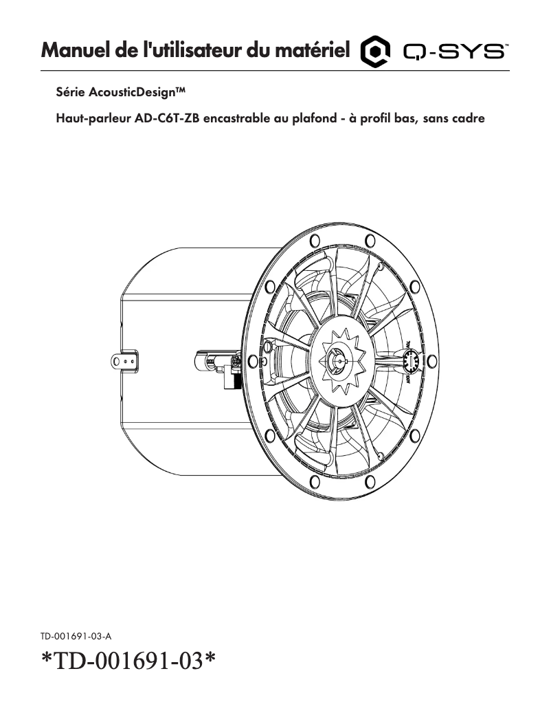 Page 1 de la notice Manuel utilisateur QSC AD-C6T-ZB