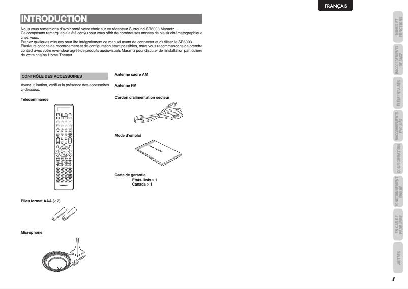 Image de la première page du manuel de l'appareil SR6003
