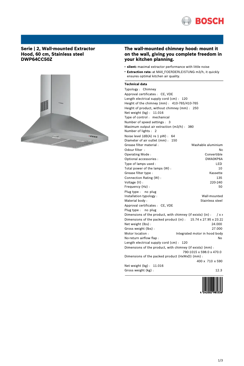 Image de la première page du manuel de l'appareil DWP64CC50Z