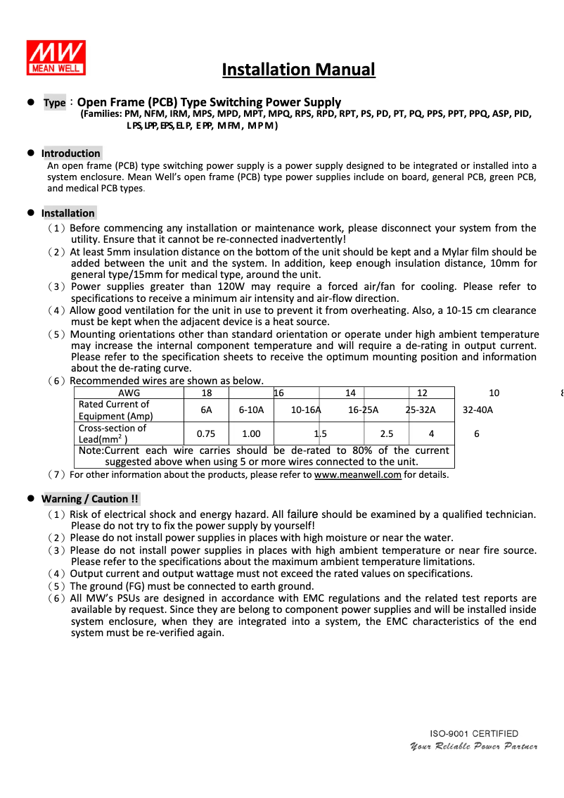 Page 1 de la notice Mode d'emploi Mean Well PID-250C