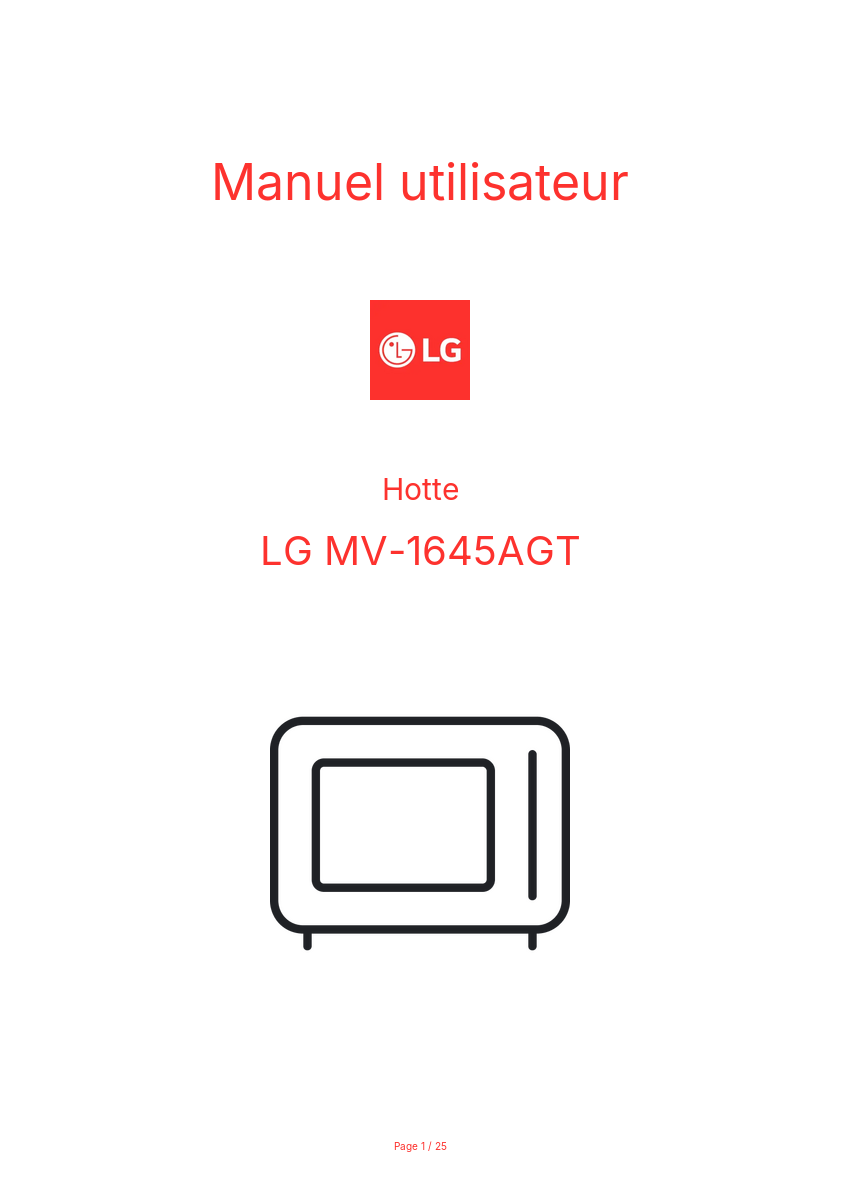 Page n°1 - Manuel utilisateur LG MV-1645AGT