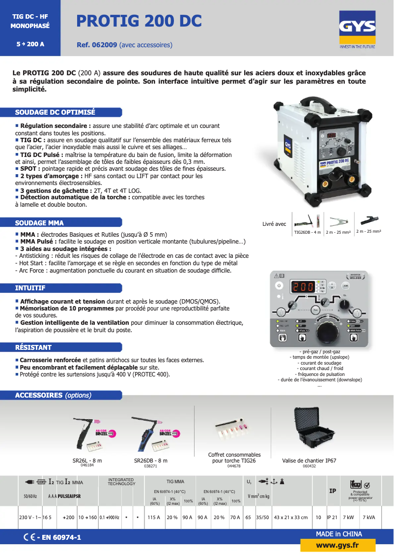 Image de la première page du manuel de l'appareil Protig 200 DC HF