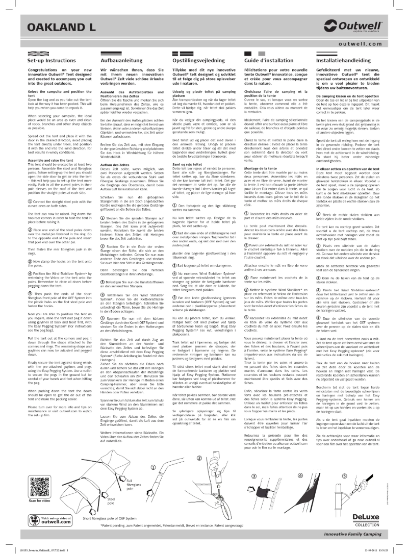 Page 1 de la notice Manuel utilisateur Outwell DeLuxe Green Oakland L