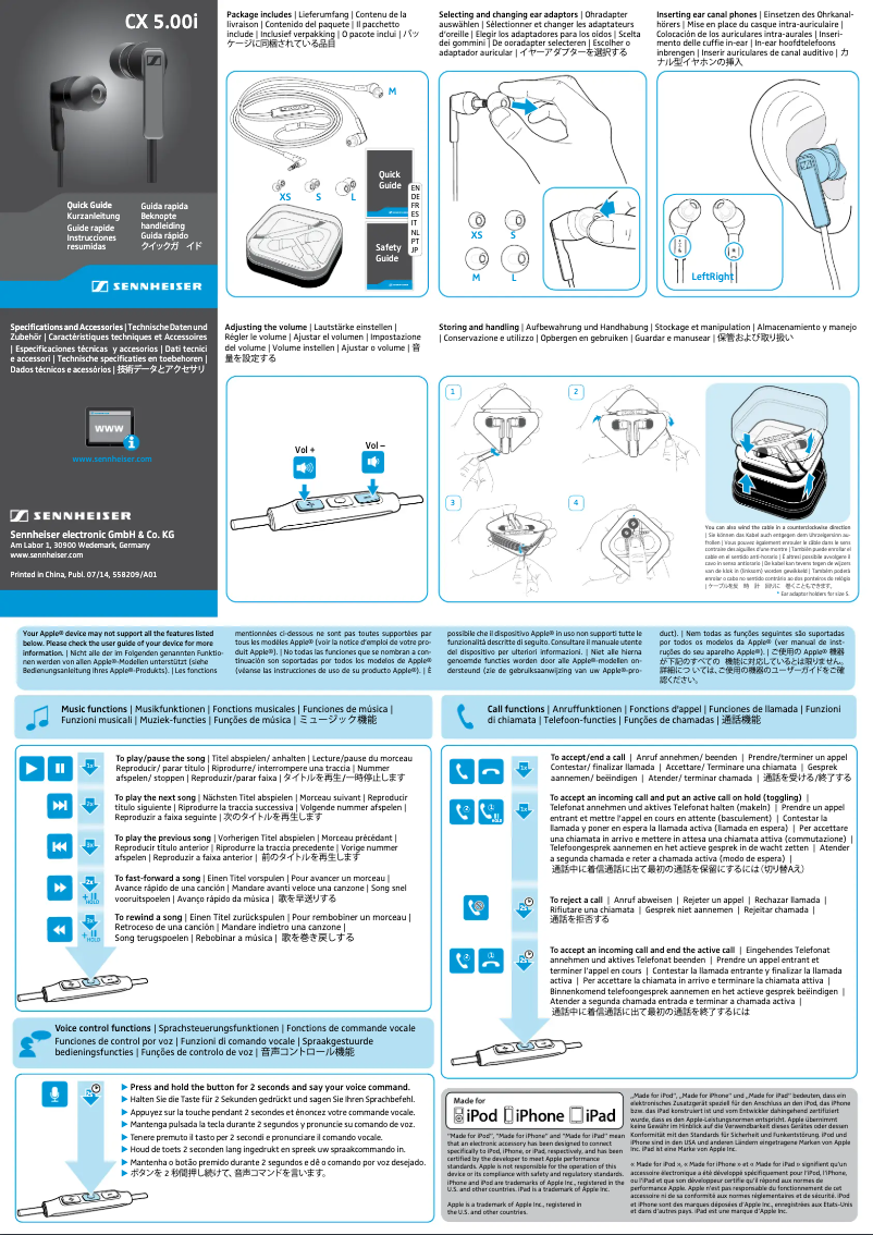 Page n°1 - Manuel utilisateur Sennheiser CX 5.00 I