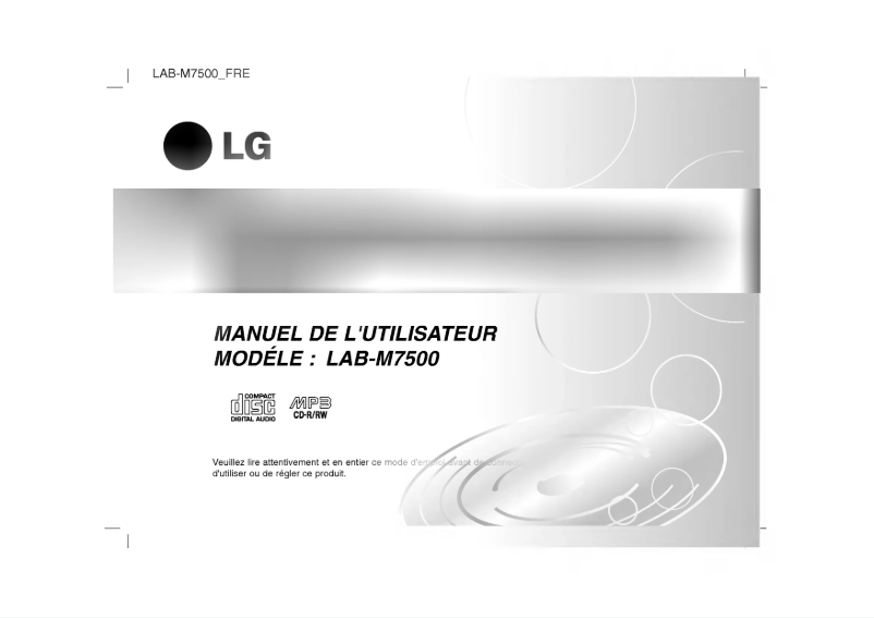 Page 1 de la notice Manuel utilisateur LG LAB-M7500