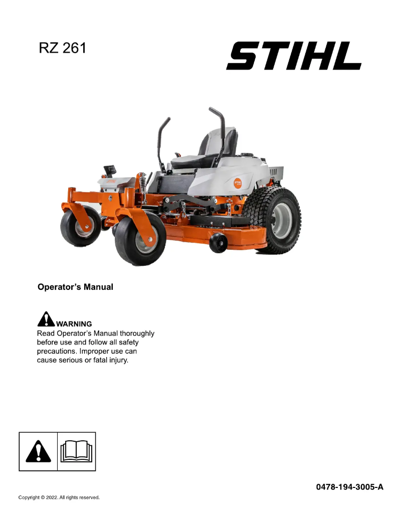 Page 1 de la notice Manuel utilisateur Stihl RZ 261