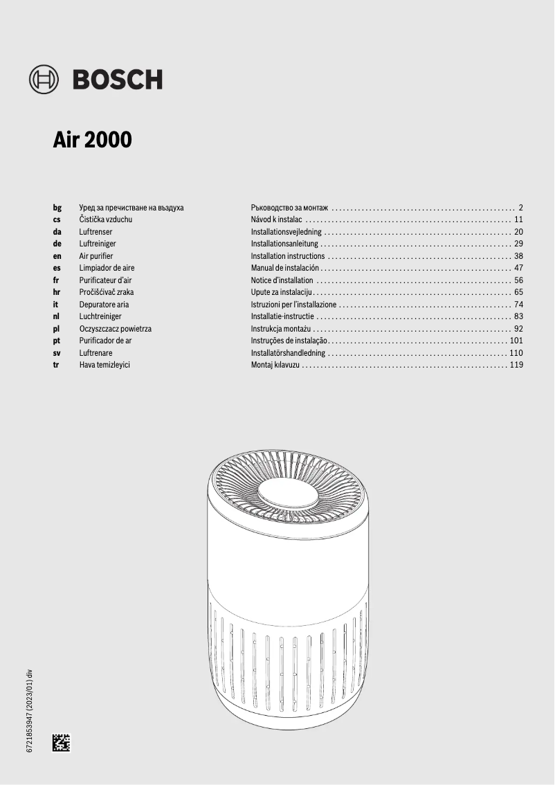 Page n°1 - Manuel utilisateur Bosch Air 2000