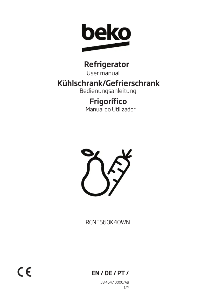 Page 1 de la notice Manuel utilisateur Beko RCNE560K40WN