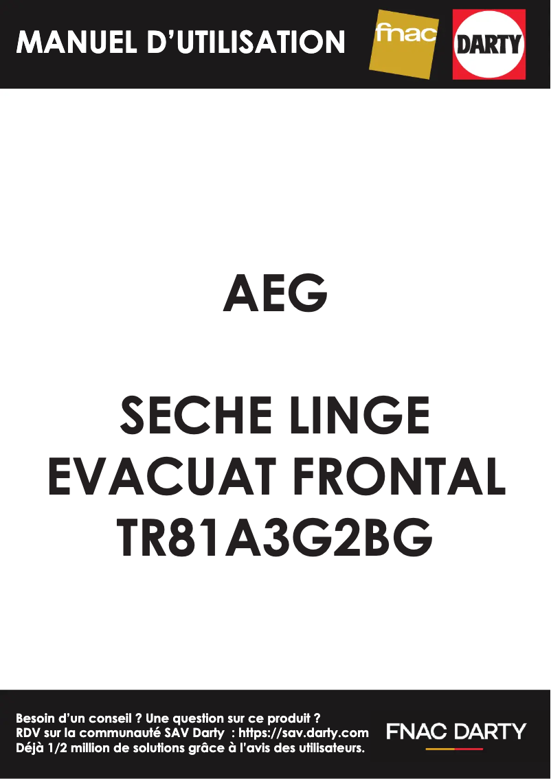 Page 1 de la notice Manuel utilisateur AEG TR81A3G2BG