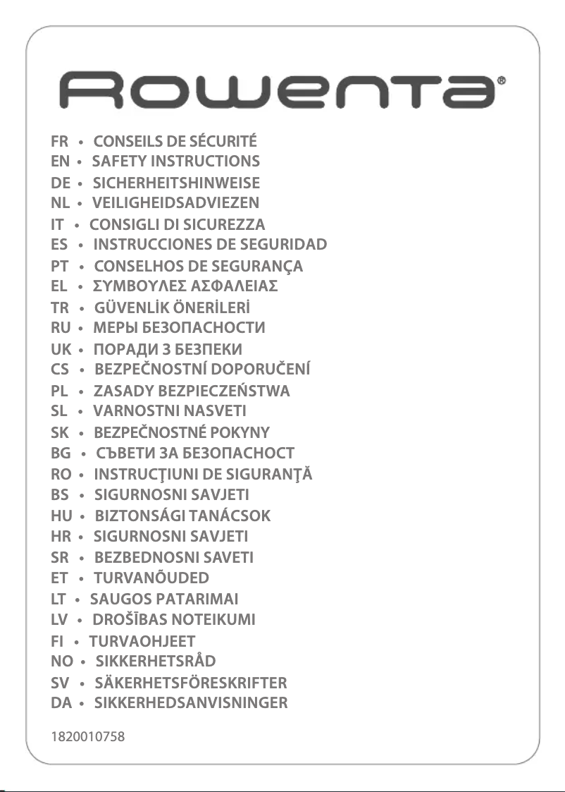 Page n°1 - Instructions de sécurité Calor Body Up BR2520