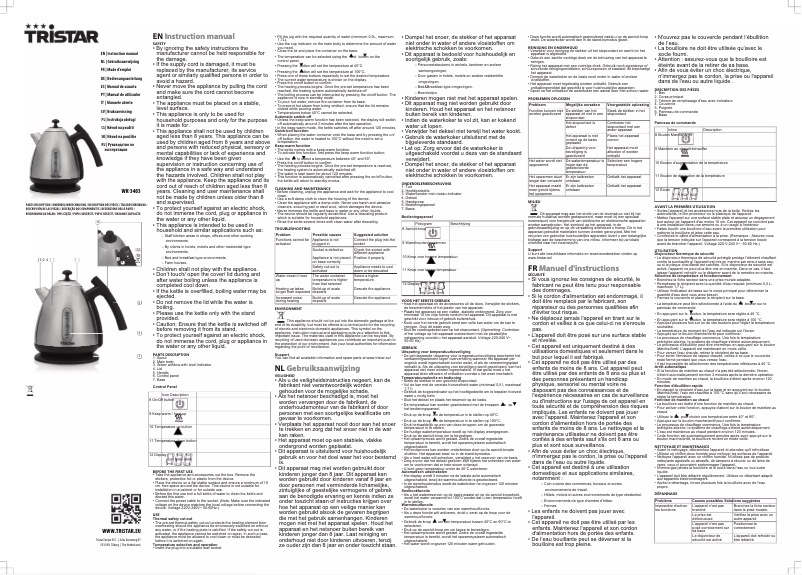 Page 1 de la notice Manuel utilisateur TriStar WK-3403